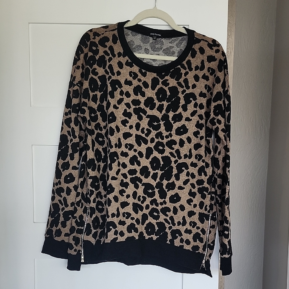 Pink Clover Animal Print Knit Top